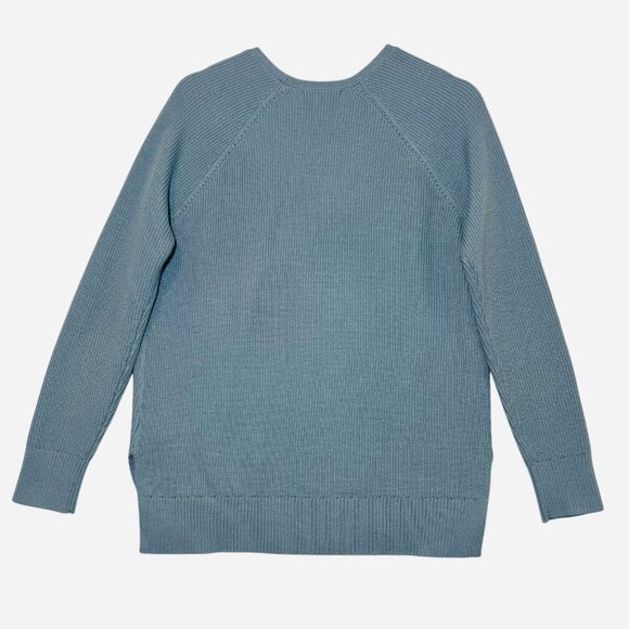 ATHLETA Women’s Hanover Merino Wool Blend V-Neck Knit Sweater Blue Small Winter - Picture 3 of 10